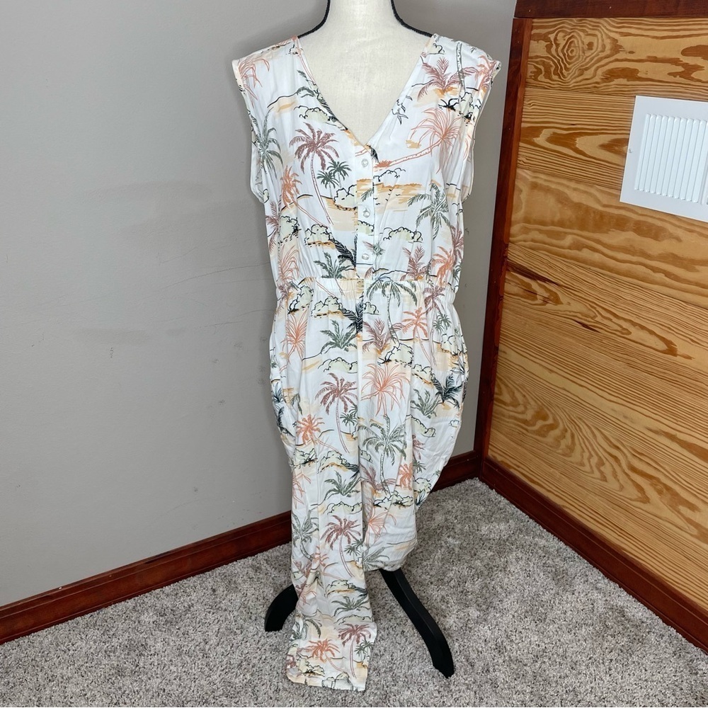 World Market Tropical Print Multicolor Sleeveless Jumpsuit Small/Medium Beach